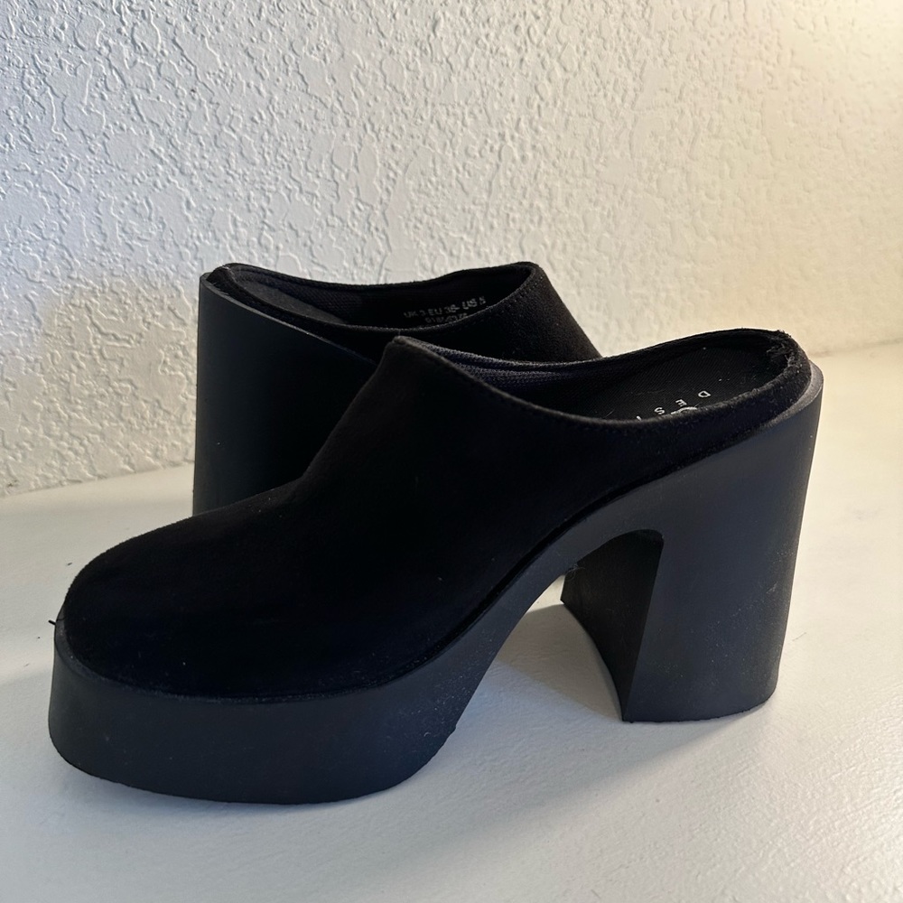 Black Platform Mules